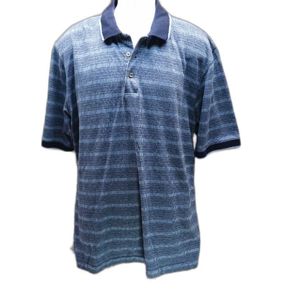 Puritan Men's 2XL Golf Polo. Three Button. Blue Stripes......................... - Picture 1 of 7